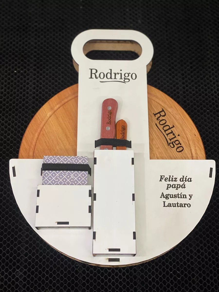 Set Asado Tabla Redonda Personalizado Mejor Regalo - Imprenta Bascans