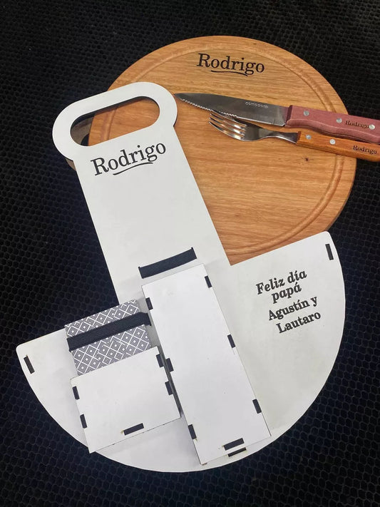 Set Asado Tabla Redonda Personalizado Mejor Regalo - Imprenta Bascans