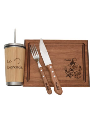 set emperador tabla cuchillo y vaso 450ml